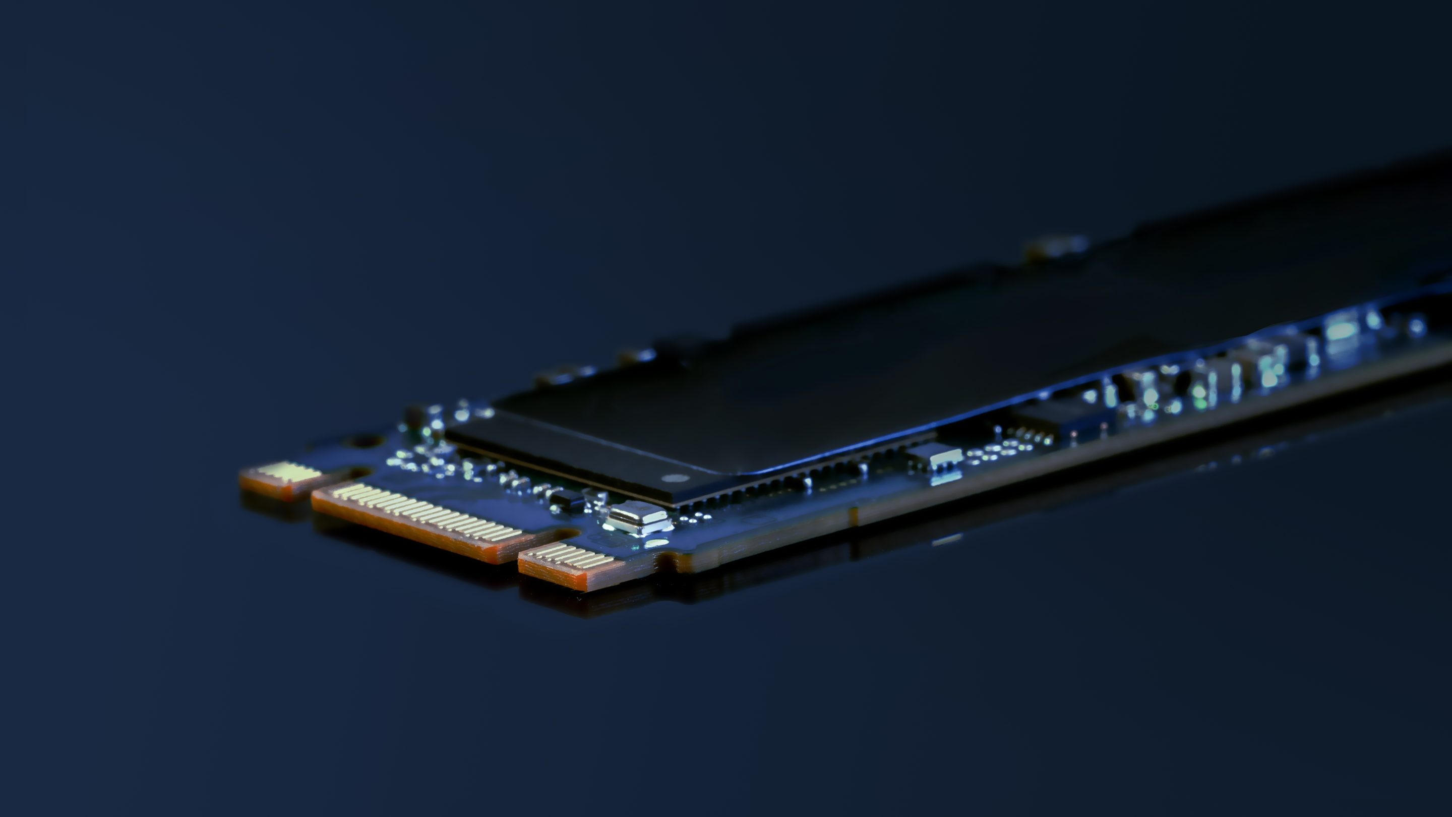 Ssd,M2,Disk,Close,Up,Selective,Focus,On,Dark,Blue